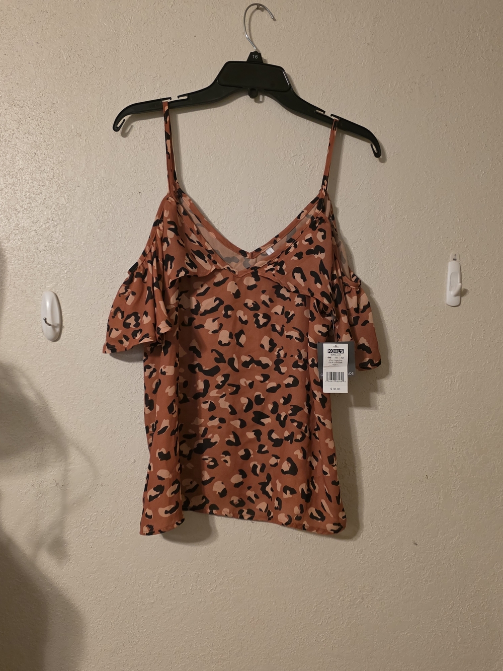 Kohl's Rust Leopard-Print Cold Shoulder Cami